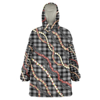 Hawaii Palaka Niihau Shell Lei Wearable Blanket Hoodie Tropical Island Plaid Patterns DT05 One Size Black - Polynesian Pride