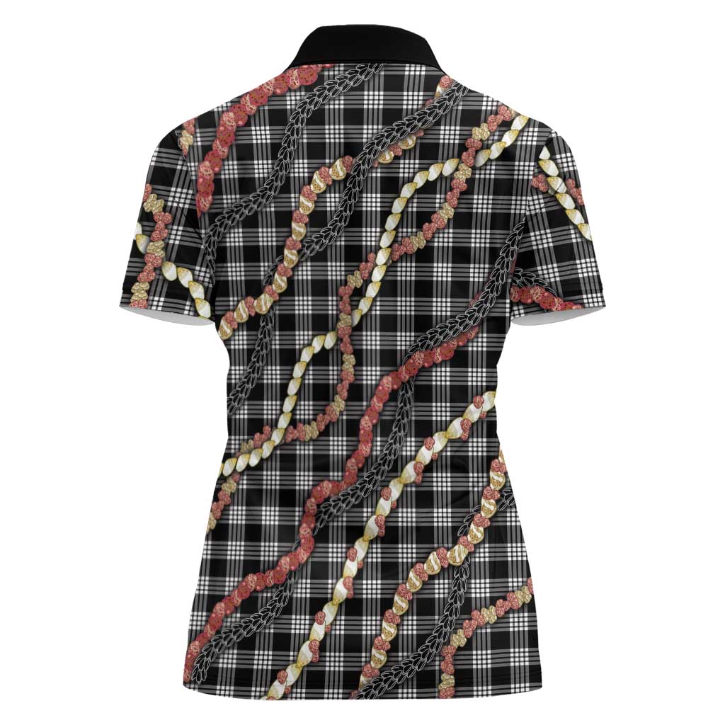 Hawaii Palaka Niihau Shell Lei Women Polo Shirt Tropical Island Plaid Patterns DT05 - Polynesian Pride
