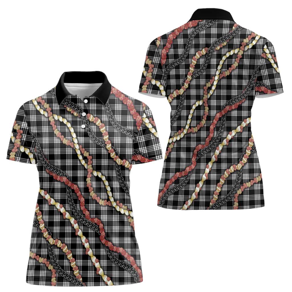 Hawaii Palaka Niihau Shell Lei Women Polo Shirt Tropical Island Plaid Patterns DT05 - Polynesian Pride