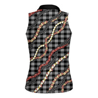 Hawaii Palaka Niihau Shell Lei Women Sleeveless Polo Shirt Tropical Island Plaid Patterns DT05 - Polynesian Pride