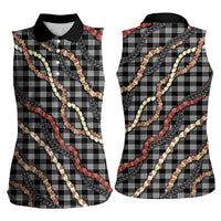 Hawaii Palaka Niihau Shell Lei Women Sleeveless Polo Shirt Tropical Island Plaid Patterns DT05 - Polynesian Pride