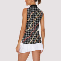 Hawaii Palaka Niihau Shell Lei Women Sleeveless Polo Shirt Tropical Island Plaid Patterns DT05 - Polynesian Pride