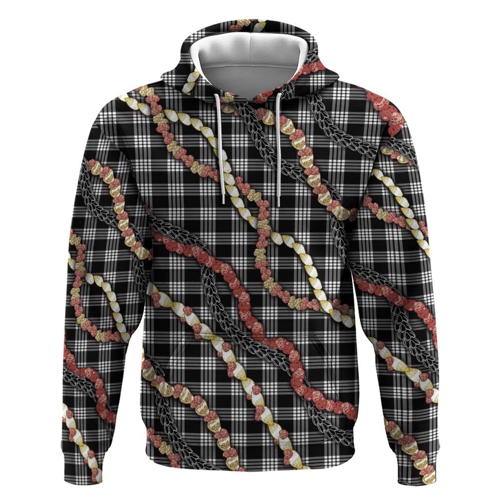 Hawaii Palaka Niihau Shell Lei Zip Hoodie Tropical Island Plaid Patterns DT05 Pullover Hoodie Black - Polynesian Pride