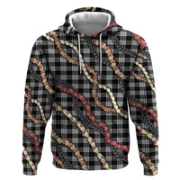 Hawaii Palaka Niihau Shell Lei Zip Hoodie Tropical Island Plaid Patterns DT05 Pullover Hoodie Black - Polynesian Pride