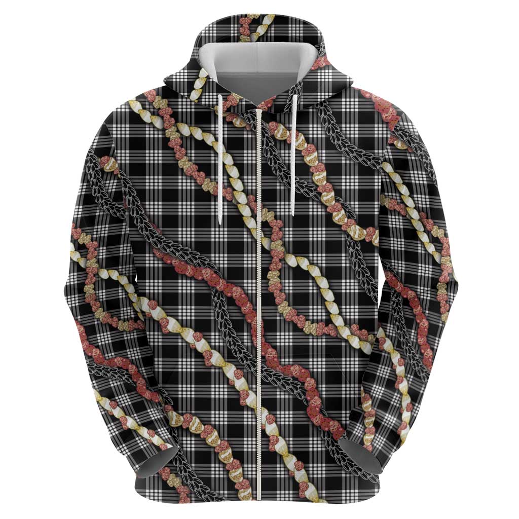 Hawaii Palaka Niihau Shell Lei Zip Hoodie Tropical Island Plaid Patterns DT05 - Polynesian Pride