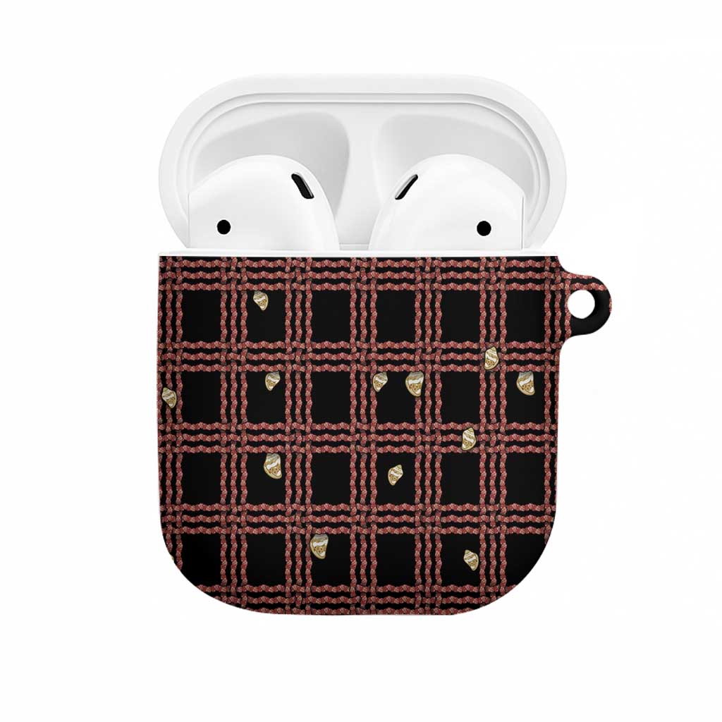 Hawaii Palaka Kahelelani Shell Lei Costume AirPods Case Plaid Patterns DT05 Black - Polynesian Pride
