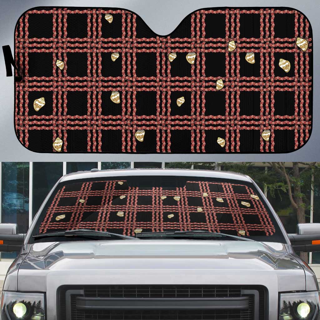 Hawaii Palaka Kahelelani Shell Lei Costume Auto Sun Shade Plaid Patterns DT05 Black - Polynesian Pride