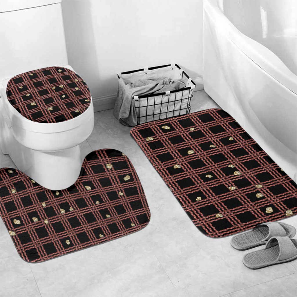 Hawaii Palaka Kahelelani Shell Lei Costume Bathroom Set Plaid Patterns DT05 Mat Set Only (3 pcs) One Size Black - Polynesian Pride