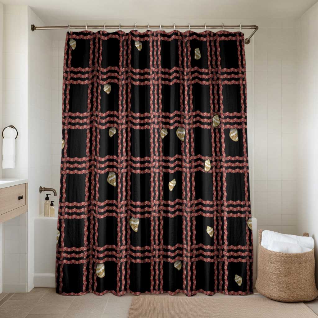 Hawaii Palaka Kahelelani Shell Lei Costume Bathroom Set Plaid Patterns DT05 Shower Curtain Only Black - Polynesian Pride