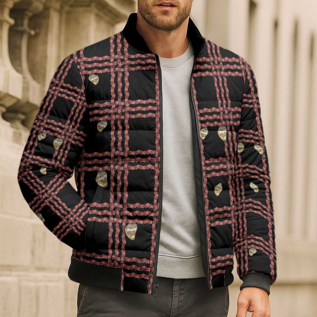 Hawaii Palaka Kahelelani Shell Lei Costume Bomber Puffer Jacket Plaid Patterns