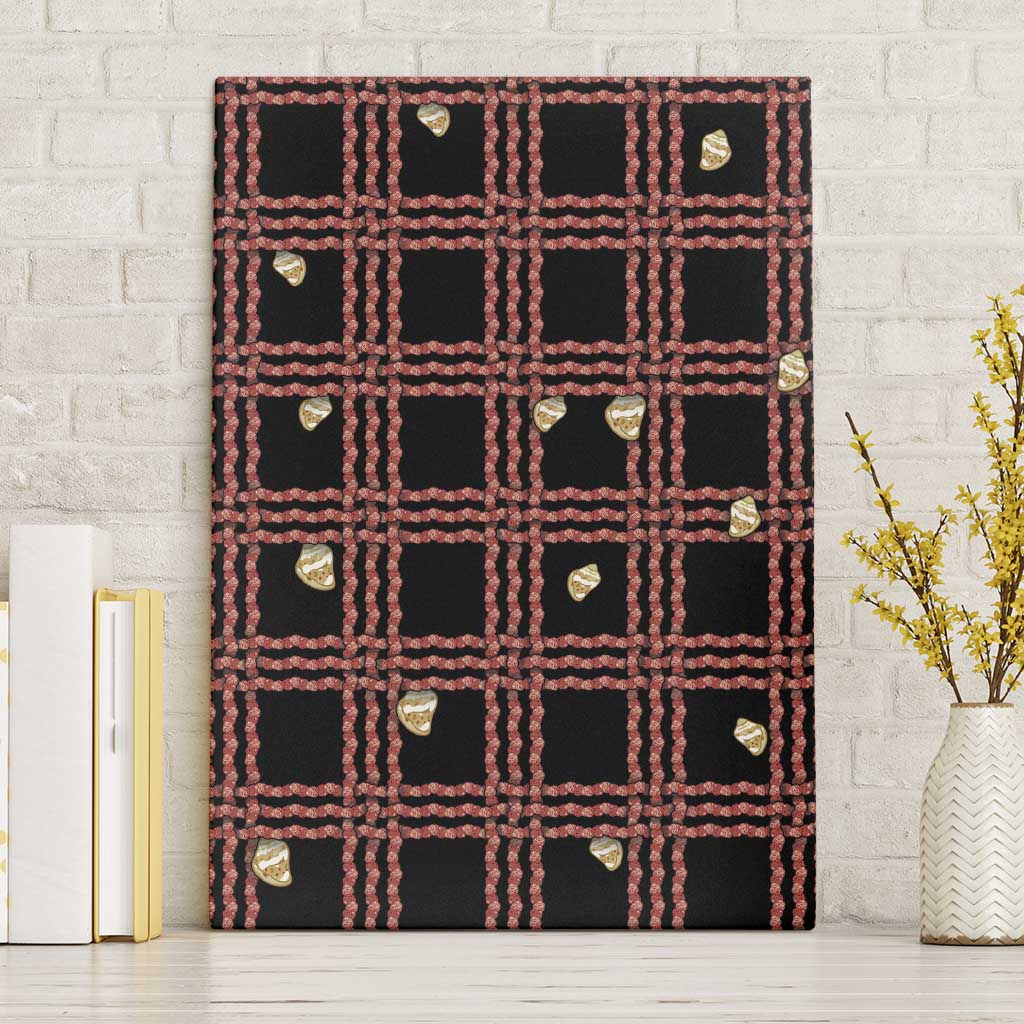 Hawaii Palaka Kahelelani Shell Lei Costume Canvas Wall Art Plaid Patterns DT05 Without Frame Black - Polynesian Pride