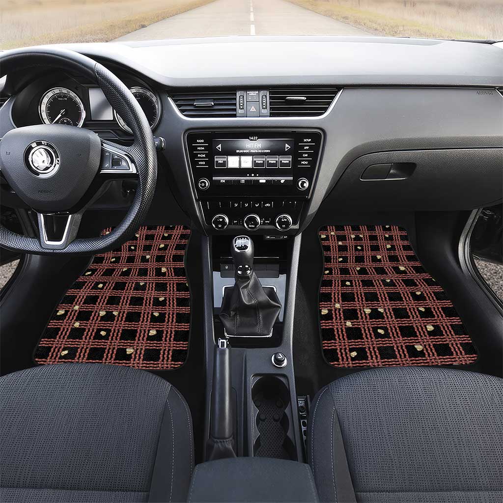 Hawaii Palaka Kahelelani Shell Lei Costume Car Mats Plaid Patterns DT05 Set 2pcs - Front Black - Polynesian Pride