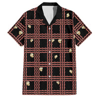 Hawaii Palaka Kahelelani Shell Lei Costume Family Matching Off The Shoulder Long Sleeve Dress and Hawaiian Shirt Plaid Patterns