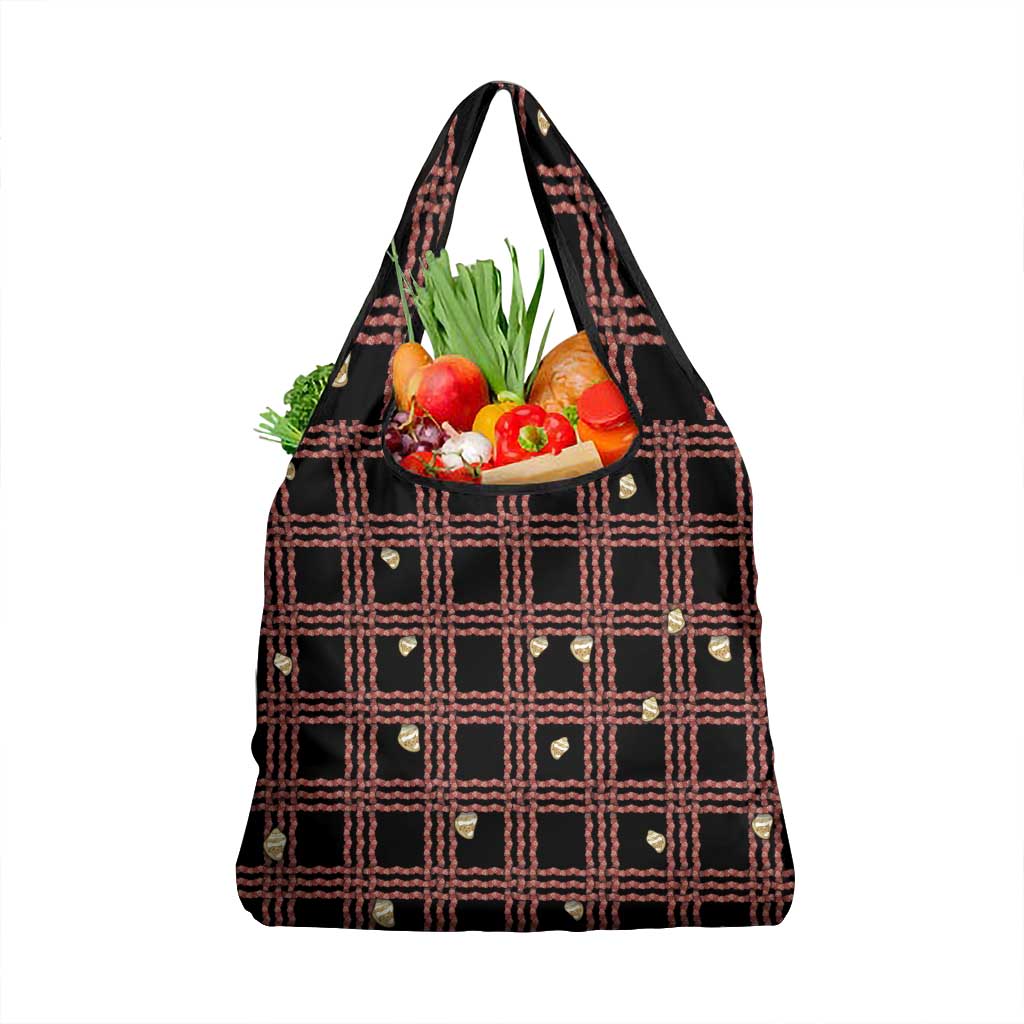 Hawaii Palaka Kahelelani Shell Lei Costume Grocery Bag Plaid Patterns DT05 1-pack One Size Black - Polynesian Pride