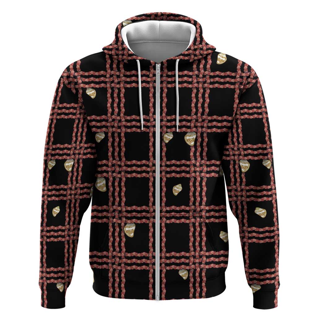 Hawaii Palaka Kahelelani Shell Lei Costume Hoodie Plaid Patterns DT05 Zip Hoodie Black - Polynesian Pride