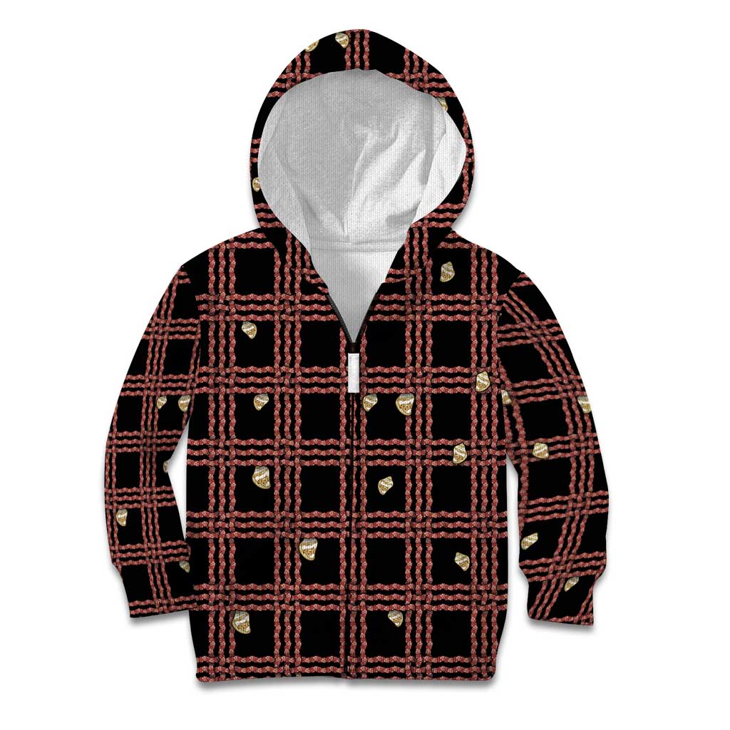 Hawaii Palaka Kahelelani Shell Lei Costume Kid Hoodie Plaid Patterns DT05 Zip Hoodie Black - Polynesian Pride