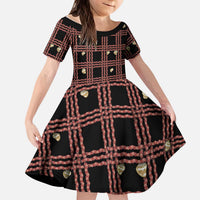 Hawaii Palaka Kahelelani Shell Lei Costume Kid Short Sleeve Dress Plaid Patterns DT05 KID Black - Polynesian Pride