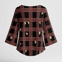 Hawaii Palaka Kahelelani Shell Lei Costume Kimono Sleeve Blouse Plaid Patterns DT05 - Polynesian Pride