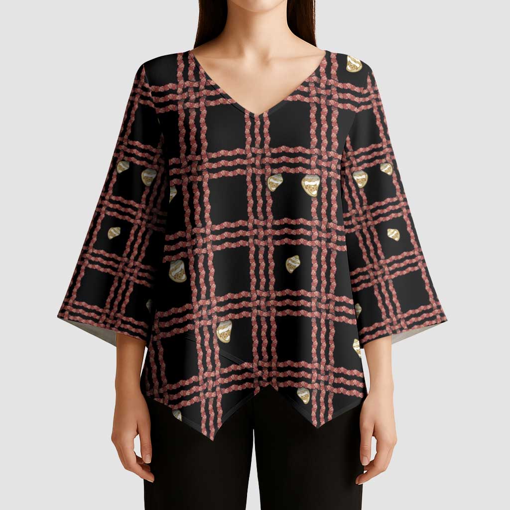 Hawaii Palaka Kahelelani Shell Lei Costume Kimono Sleeve Blouse Plaid Patterns DT05 - Polynesian Pride