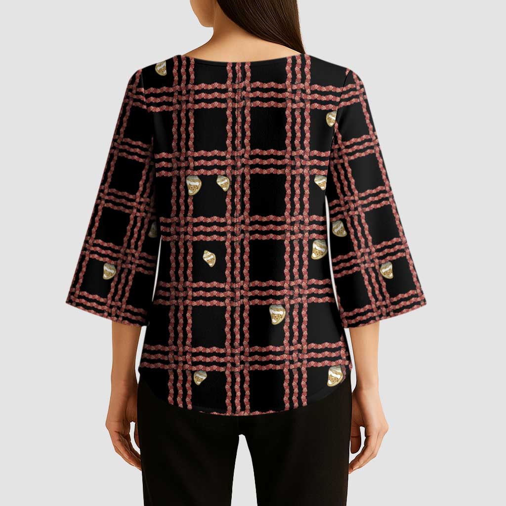 Hawaii Palaka Kahelelani Shell Lei Costume Kimono Sleeve Blouse Plaid Patterns DT05 - Polynesian Pride