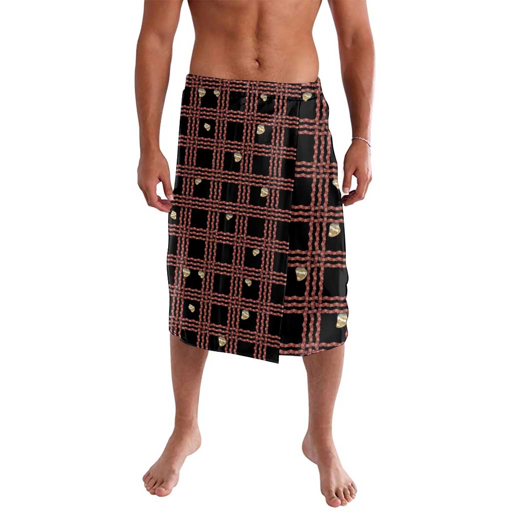 Hawaii Palaka Kahelelani Shell Lei Costume Lavalava Plaid Patterns DT05 Black - Polynesian Pride