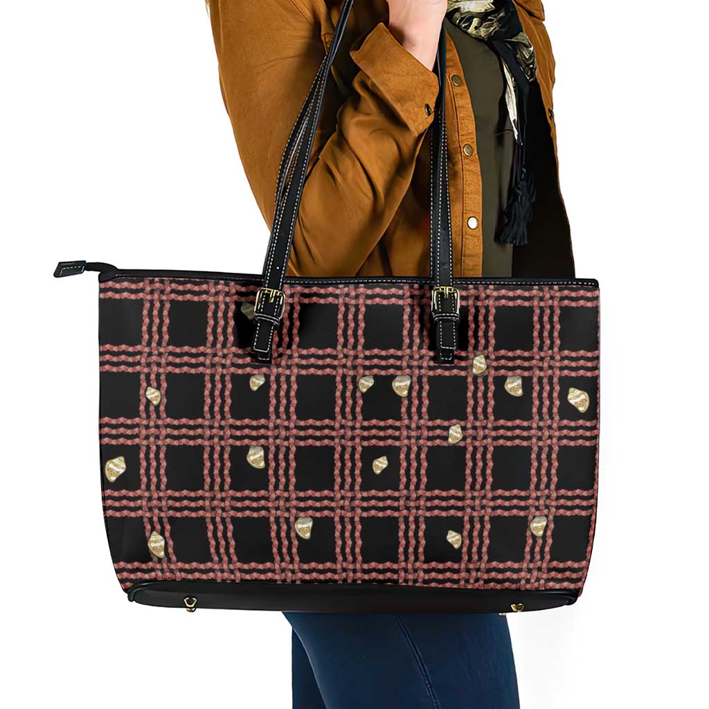Hawaii Palaka Kahelelani Shell Lei Costume Leather Tote Bag Plaid Patterns DT05 - Polynesian Pride