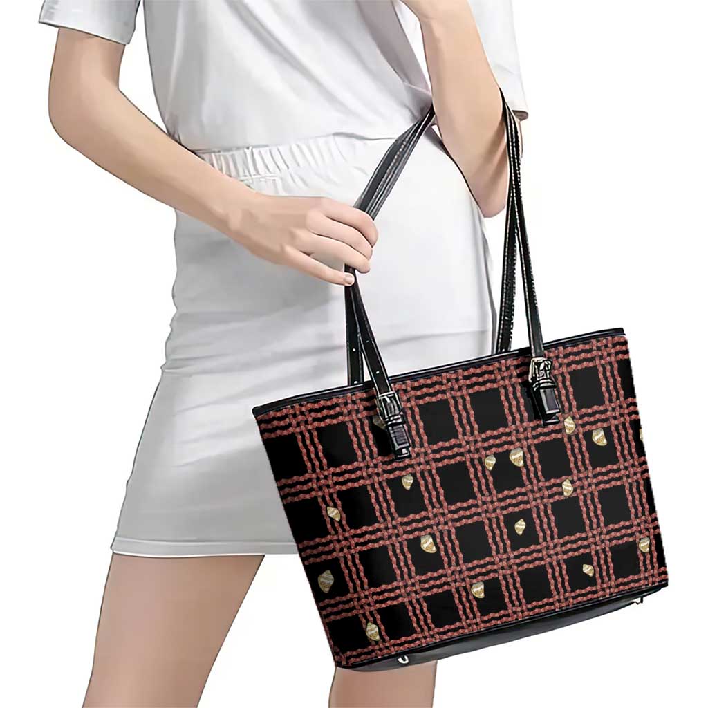 Hawaii Palaka Kahelelani Shell Lei Costume Leather Tote Bag Plaid Patterns DT05 - Polynesian Pride