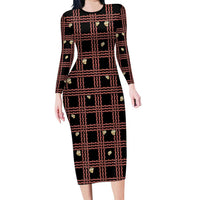 Hawaii Palaka Kahelelani Shell Lei Costume Long Sleeve Bodycon Dress Plaid Patterns