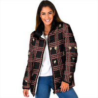 Hawaii Palaka Kahelelani Shell Lei Costume Padded Jacket Plaid Patterns DT05 Women Black - Polynesian Pride