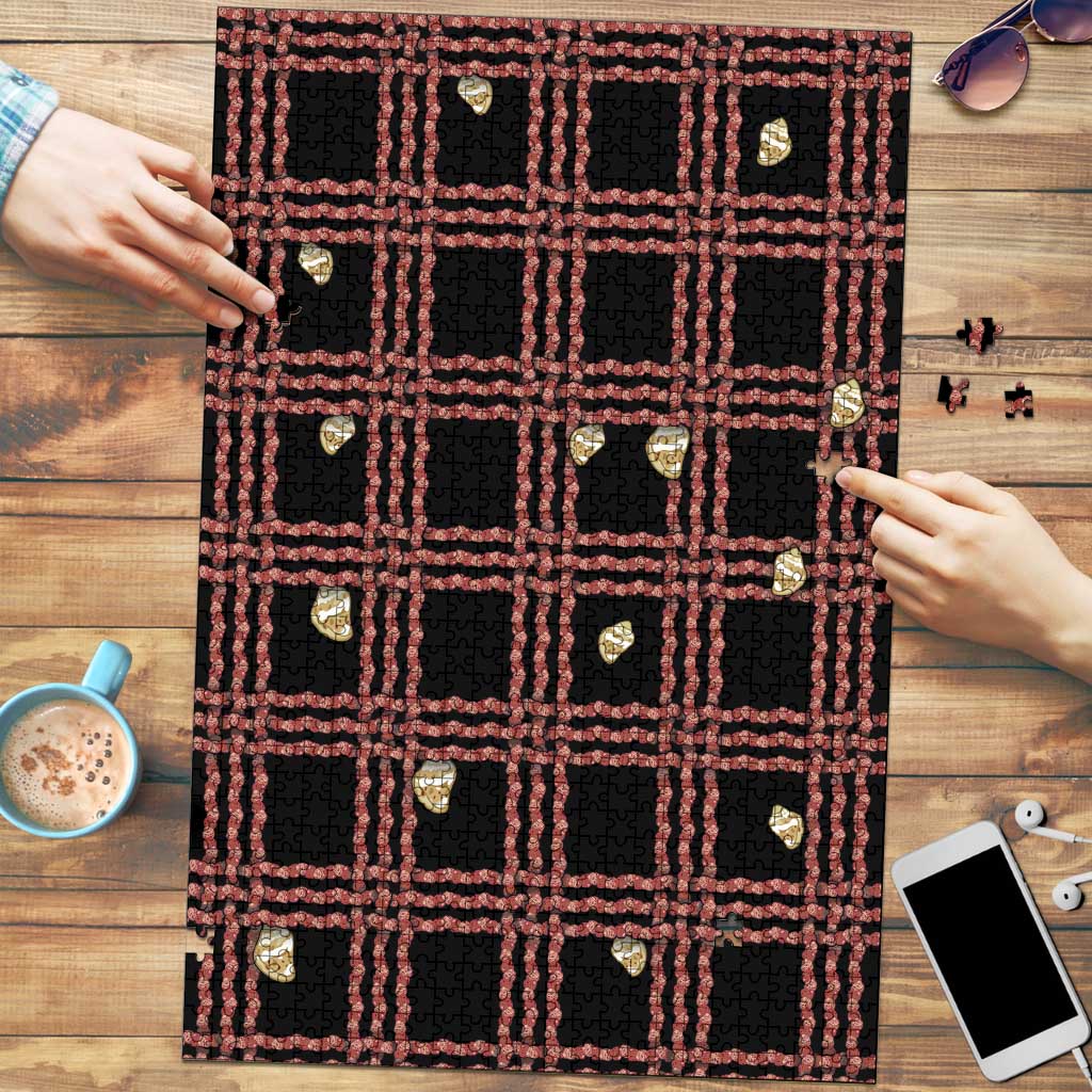 Hawaii Palaka Kahelelani Shell Lei Costume Puzzle Plaid Patterns DT05 Black - Polynesian Pride