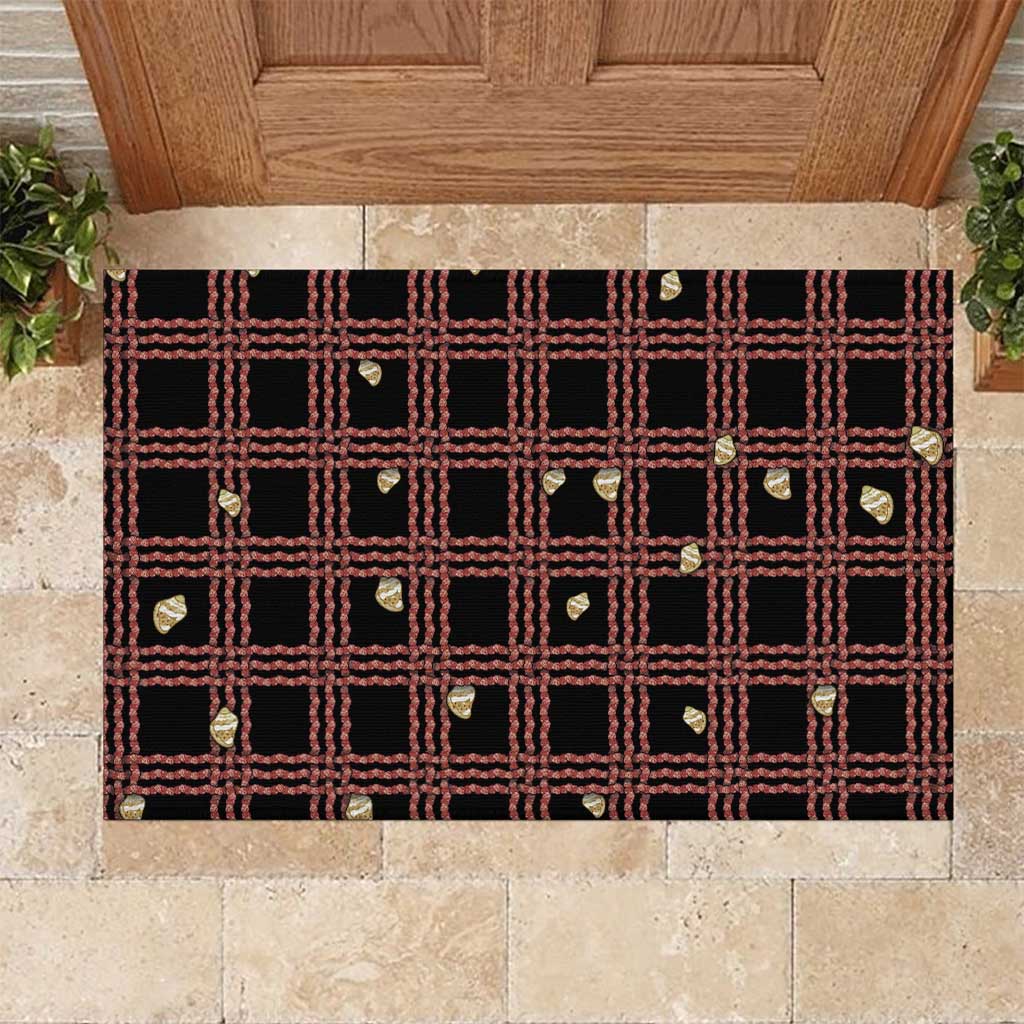 Hawaii Palaka Kahelelani Shell Lei Costume Rubber Doormat Plaid Patterns DT05 Black - Polynesian Pride