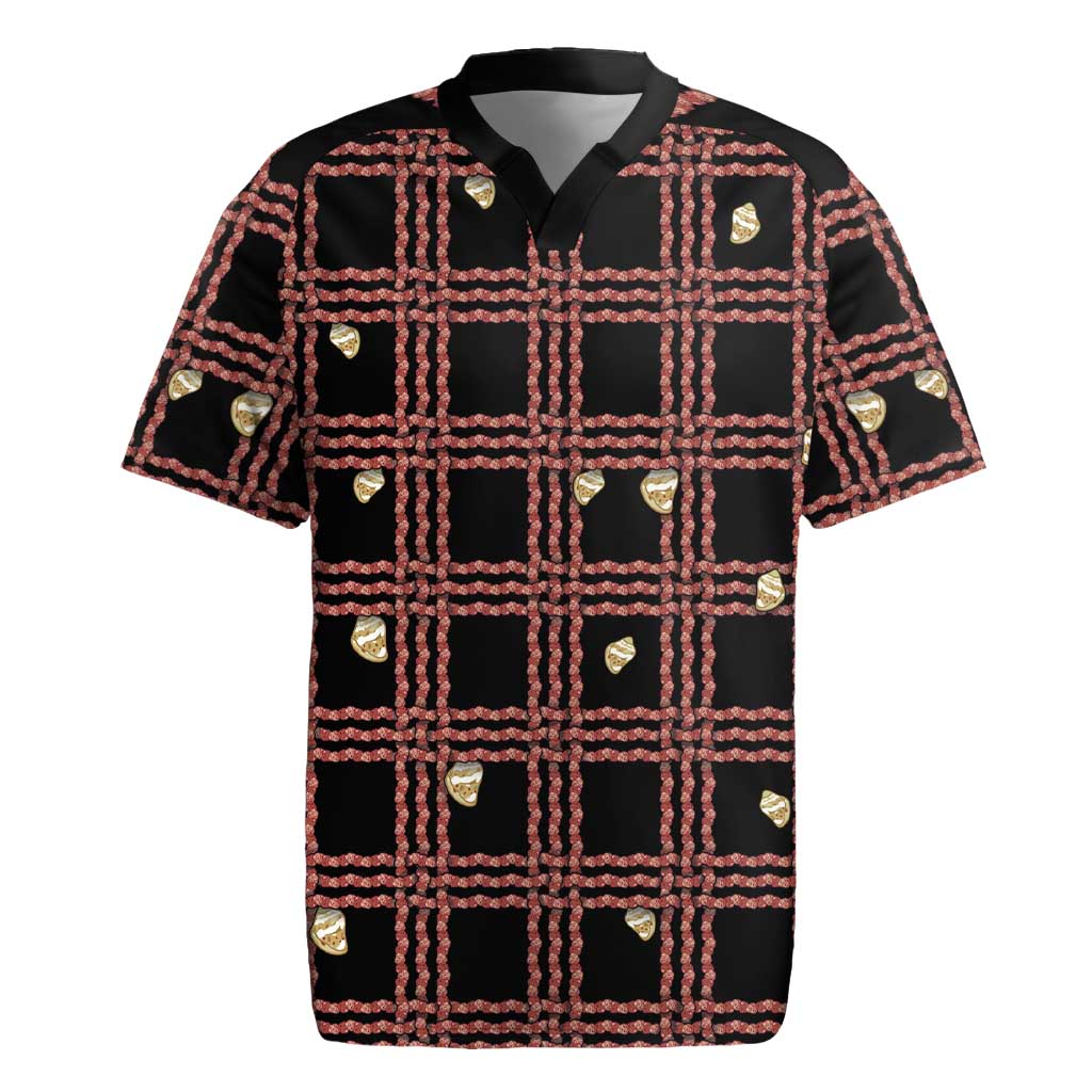 Hawaii Palaka Kahelelani Shell Lei Costume Rugby Jersey Plaid Patterns DT05 Black - Polynesian Pride