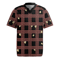 Hawaii Palaka Kahelelani Shell Lei Costume Rugby Jersey Plaid Patterns DT05 Black - Polynesian Pride