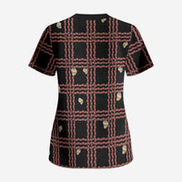 Hawaii Palaka Kahelelani Shell Lei Costume Scrub Top Plaid Patterns DT05 - Polynesian Pride