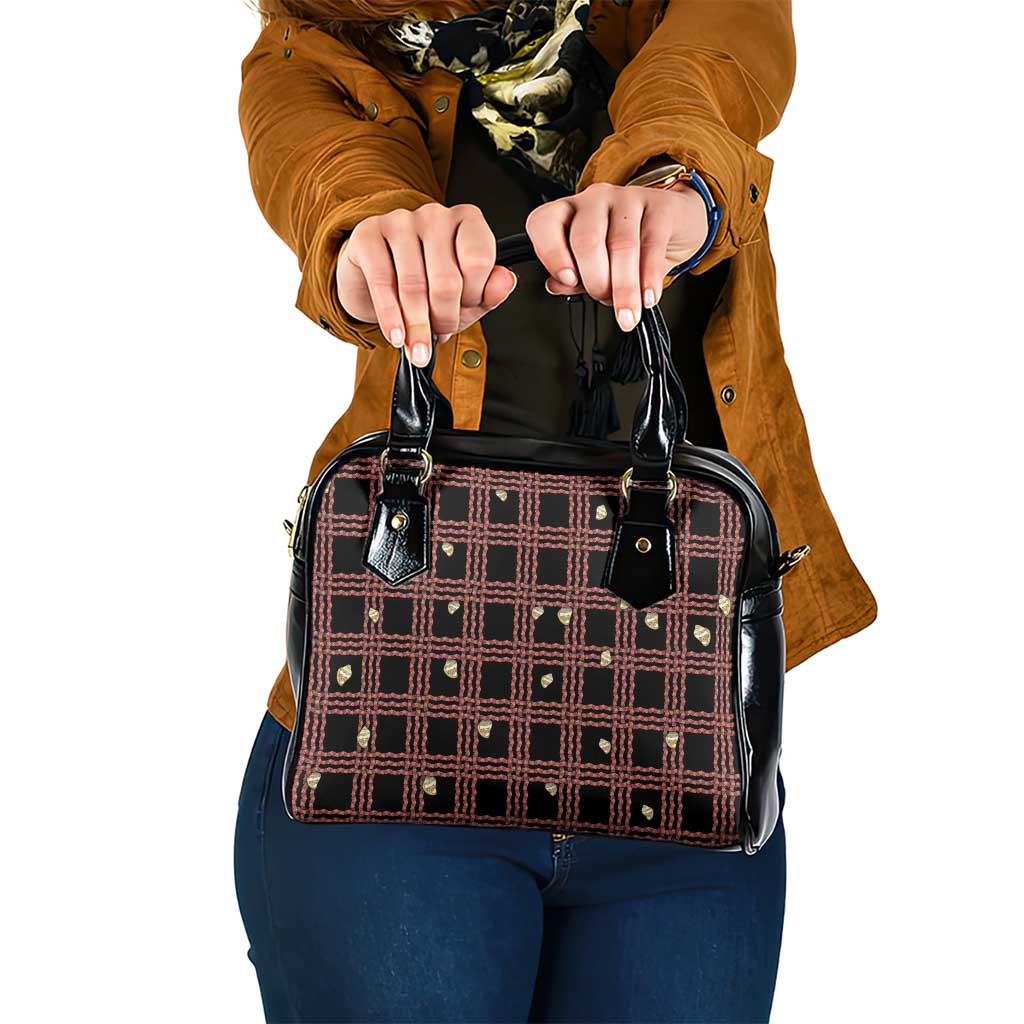 Hawaii Palaka Kahelelani Shell Lei Costume Shoulder Handbag Plaid Patterns DT05 One Size Black - Polynesian Pride