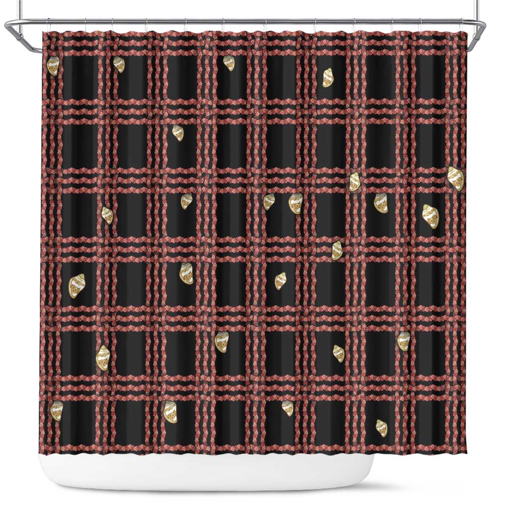 Hawaii Palaka Kahelelani Shell Lei Costume Shower Curtain Plaid Patterns DT05 Black - Polynesian Pride