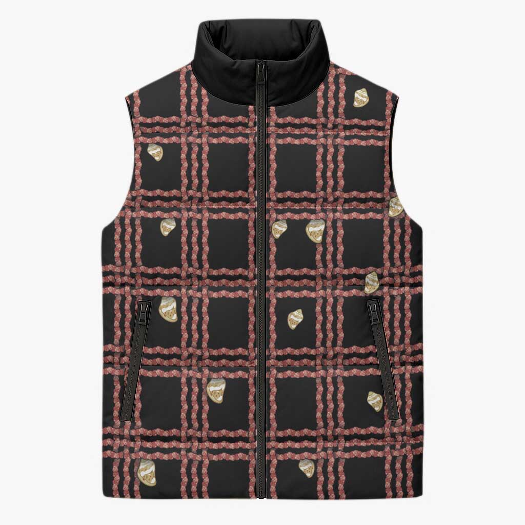 Hawaii Palaka Kahelelani Shell Lei Costume Sleeveless Puffer Jacket Plaid Patterns DT05 Unisex Black - Polynesian Pride