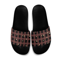 Hawaii Palaka Kahelelani Shell Lei Costume Slide Sandals Plaid Patterns DT05 Black - Polynesian Pride