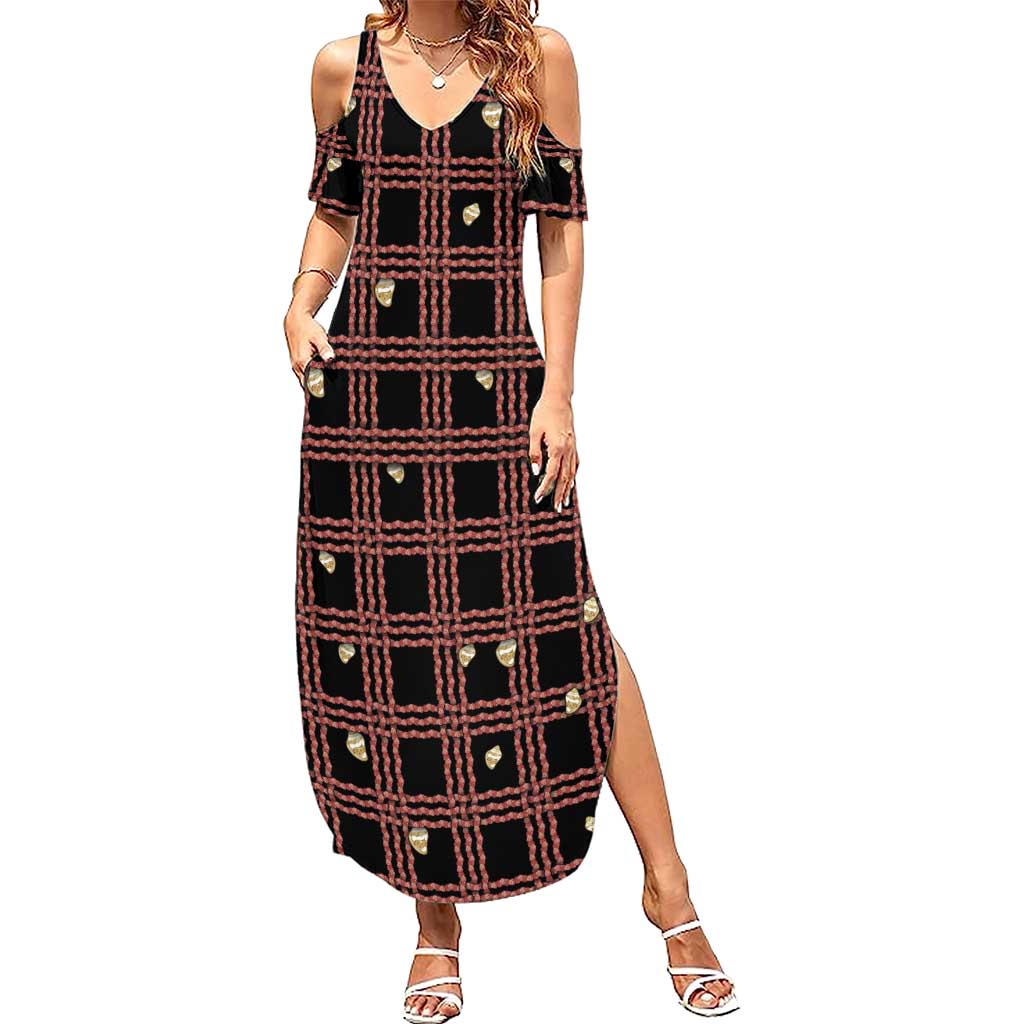 Hawaii Palaka Kahelelani Shell Lei Costume Summer Maxi Dress Plaid Patterns