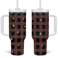 Hawaii Palaka Kahelelani Shell Lei Costume Tumbler With Handle Plaid Patterns DT05 One Size: 40 oz Black - Polynesian Pride