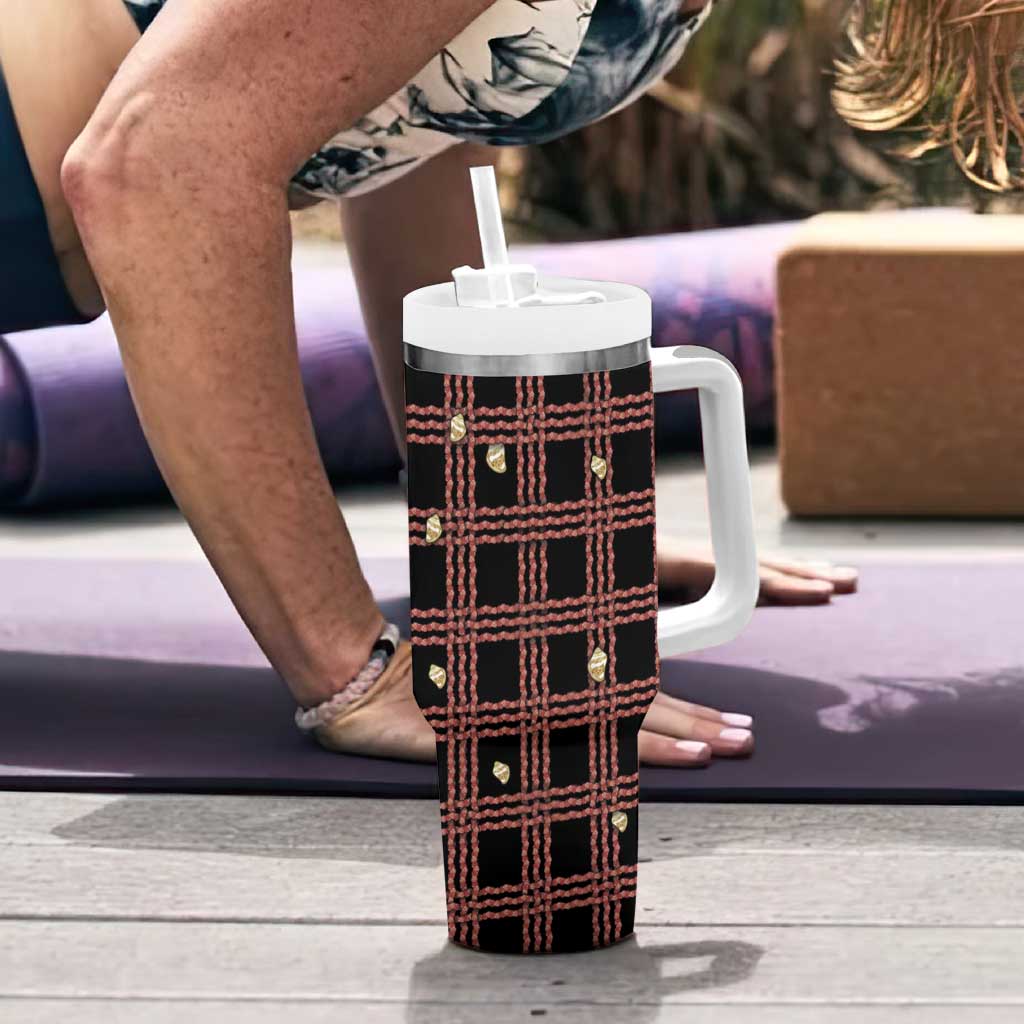 Hawaii Palaka Kahelelani Shell Lei Costume Tumbler With Handle Plaid Patterns DT05 - Polynesian Pride