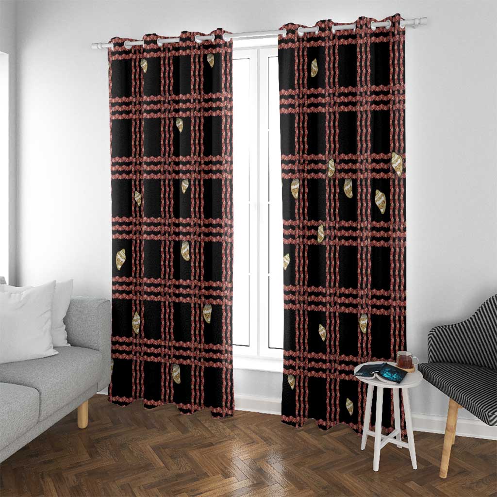 Hawaii Palaka Kahelelani Shell Lei Costume Window Curtain Plaid Patterns DT05 With Grommets Black - Polynesian Pride