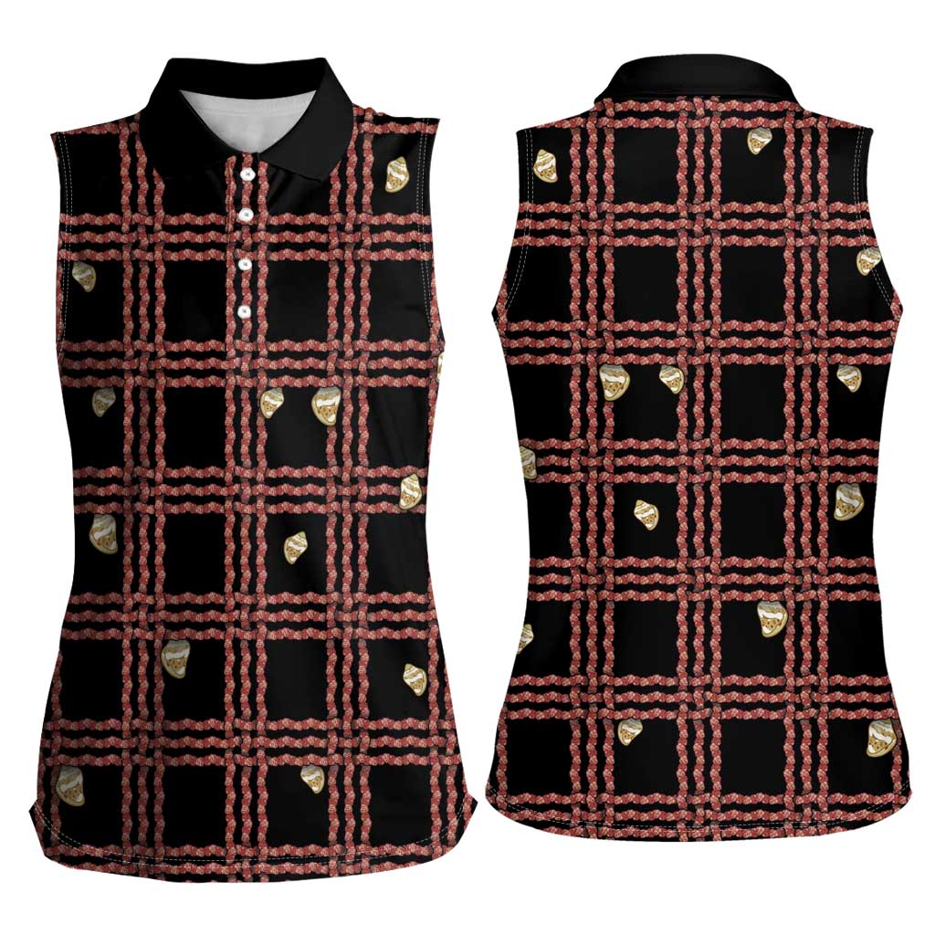 Hawaii Palaka Kahelelani Shell Lei Costume Women Sleeveless Polo Shirt Plaid Patterns DT05 - Polynesian Pride