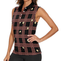 Hawaii Palaka Kahelelani Shell Lei Costume Women Sleeveless Polo Shirt Plaid Patterns DT05 - Polynesian Pride