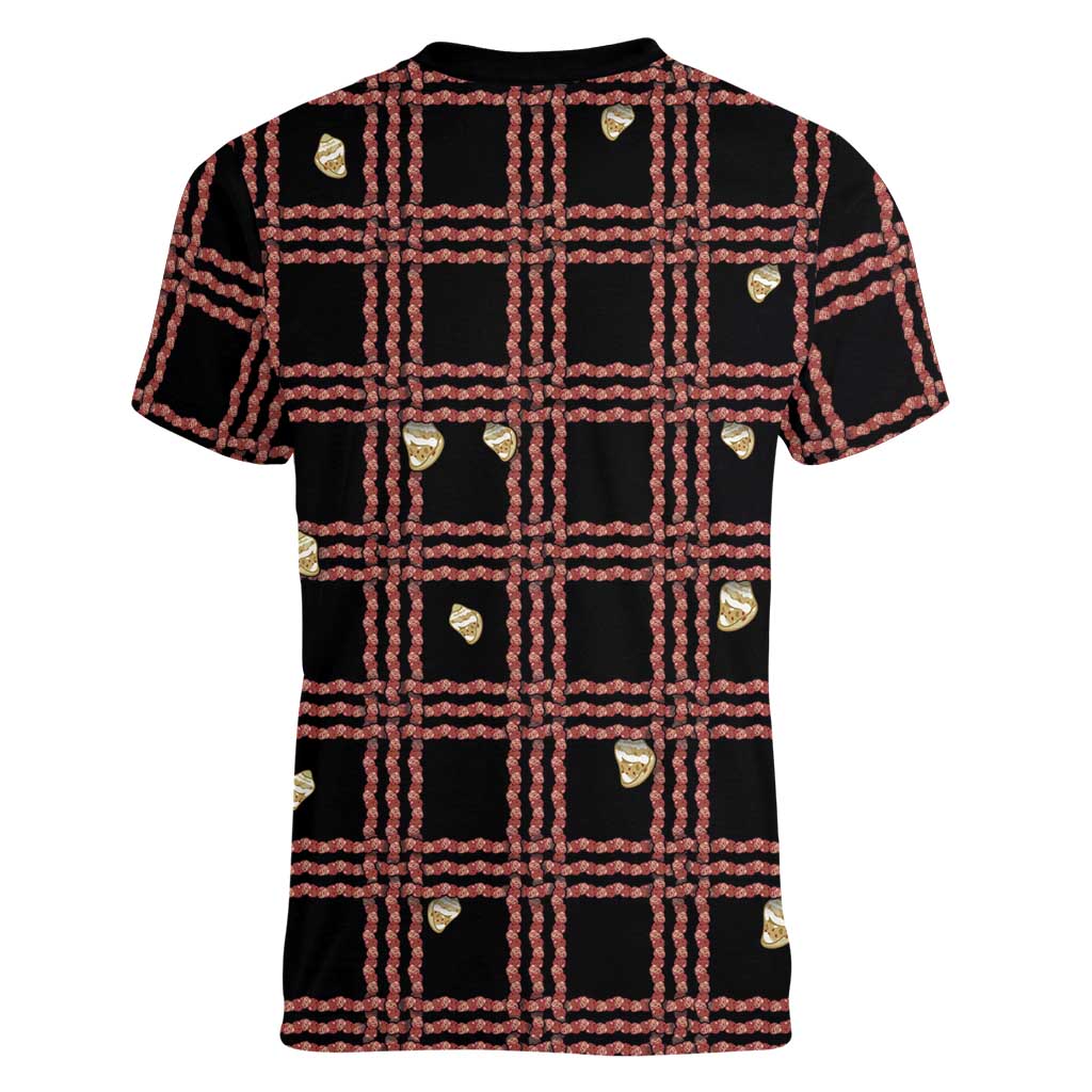 Hawaii Palaka Kahelelani Shell Lei Costume Women V-Neck T-Shirt Plaid Patterns DT05 - Polynesian Pride
