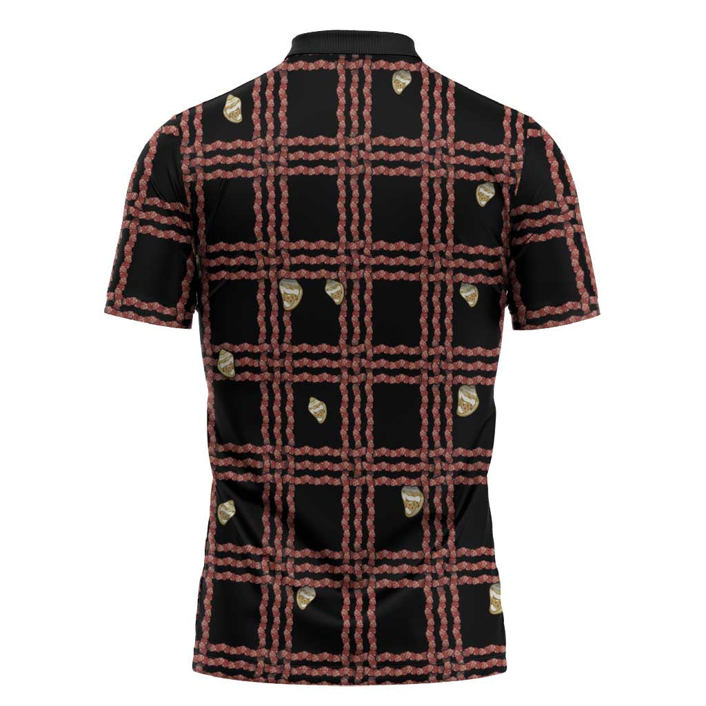 Hawaii Palaka Kahelelani Shell Lei Costume Zipper Polo Shirt Plaid Patterns