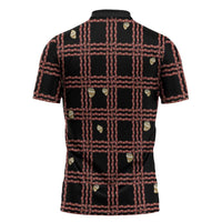 Hawaii Palaka Kahelelani Shell Lei Costume Zipper Polo Shirt Plaid Patterns