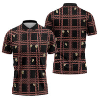 Hawaii Palaka Kahelelani Shell Lei Costume Zipper Polo Shirt Plaid Patterns