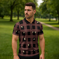 Hawaii Palaka Kahelelani Shell Lei Costume Zipper Polo Shirt Plaid Patterns