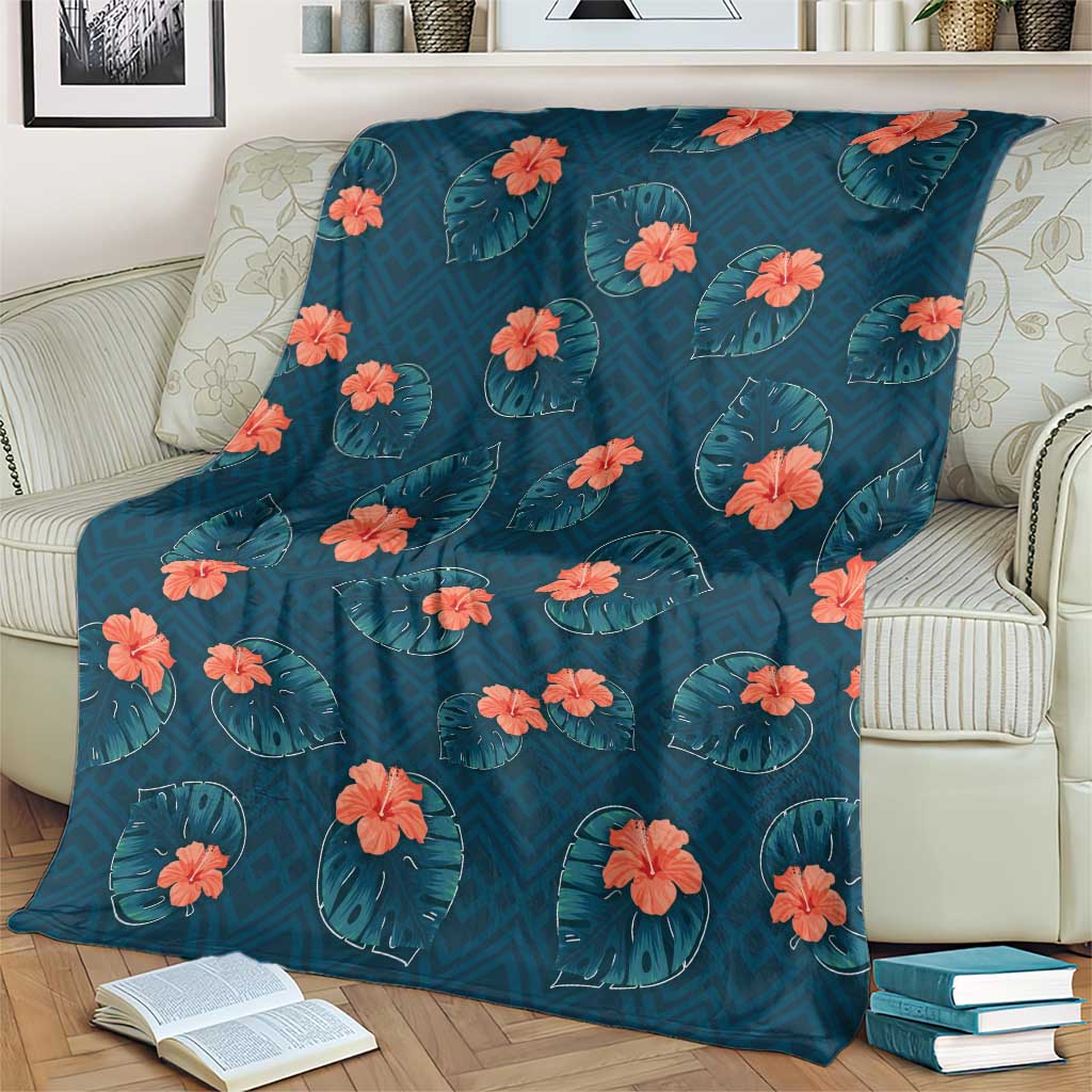 Hawaii Monstera Blanket Hibiscus Flowers Simple Style - Polynesian Pride
